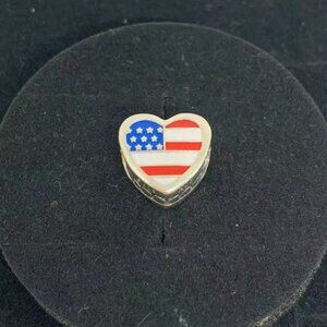 Pandora USA Country Heart Flag Charm Rhode Island Flag heart Charm Pendant